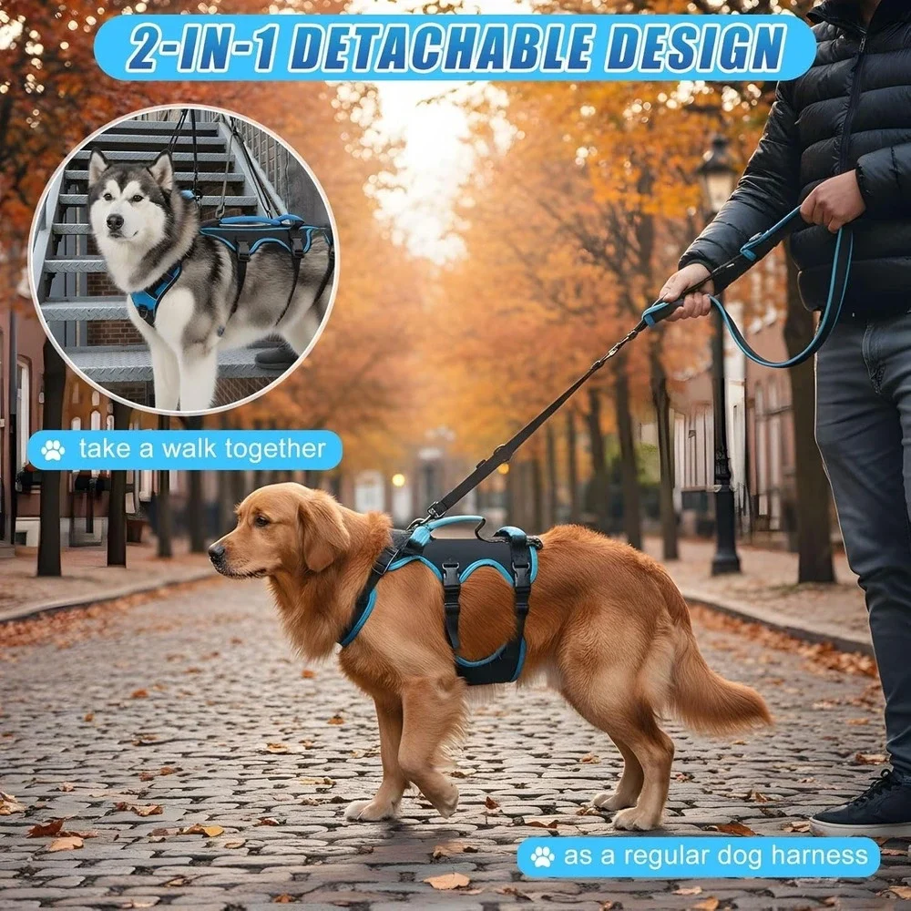 Yeyeplum Large Dog‎ Lift Harness Polyester Full Body ACL Support Sling 4 Handles